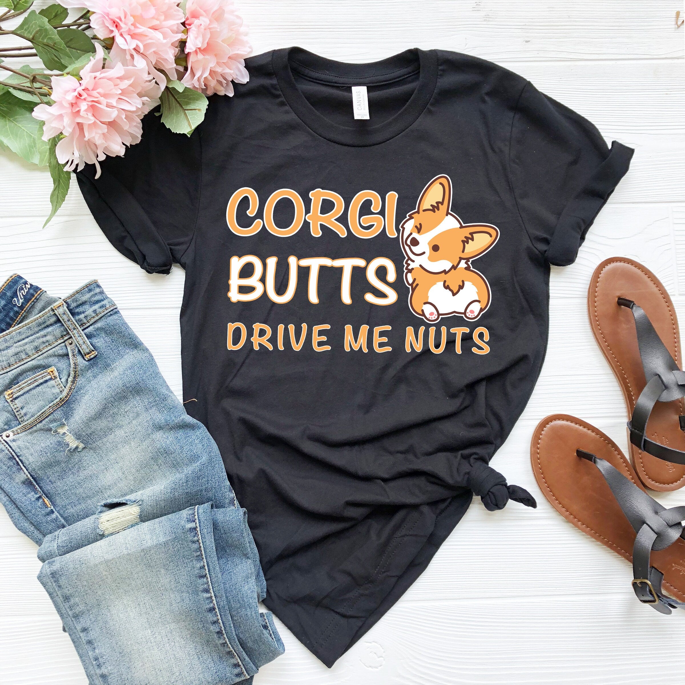 Corgi Butts Drive Me Nuts T-Shirt | Cute Corgi Clothing for Dog Lover | I Love Corgis Shirt