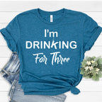 Couple Pregnancy Reveal Announcement T-Shirt | Funny I'm Eating for Two I'm Drinking for Three Tee | Pregnancy Maternity Shirt