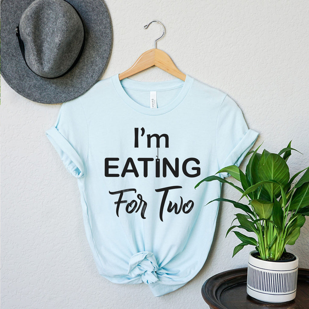 Couple Pregnancy Reveal Announcement T-Shirt | Funny I'm Eating for Two I'm Drinking for Three Tee | Pregnancy Maternity Shirt