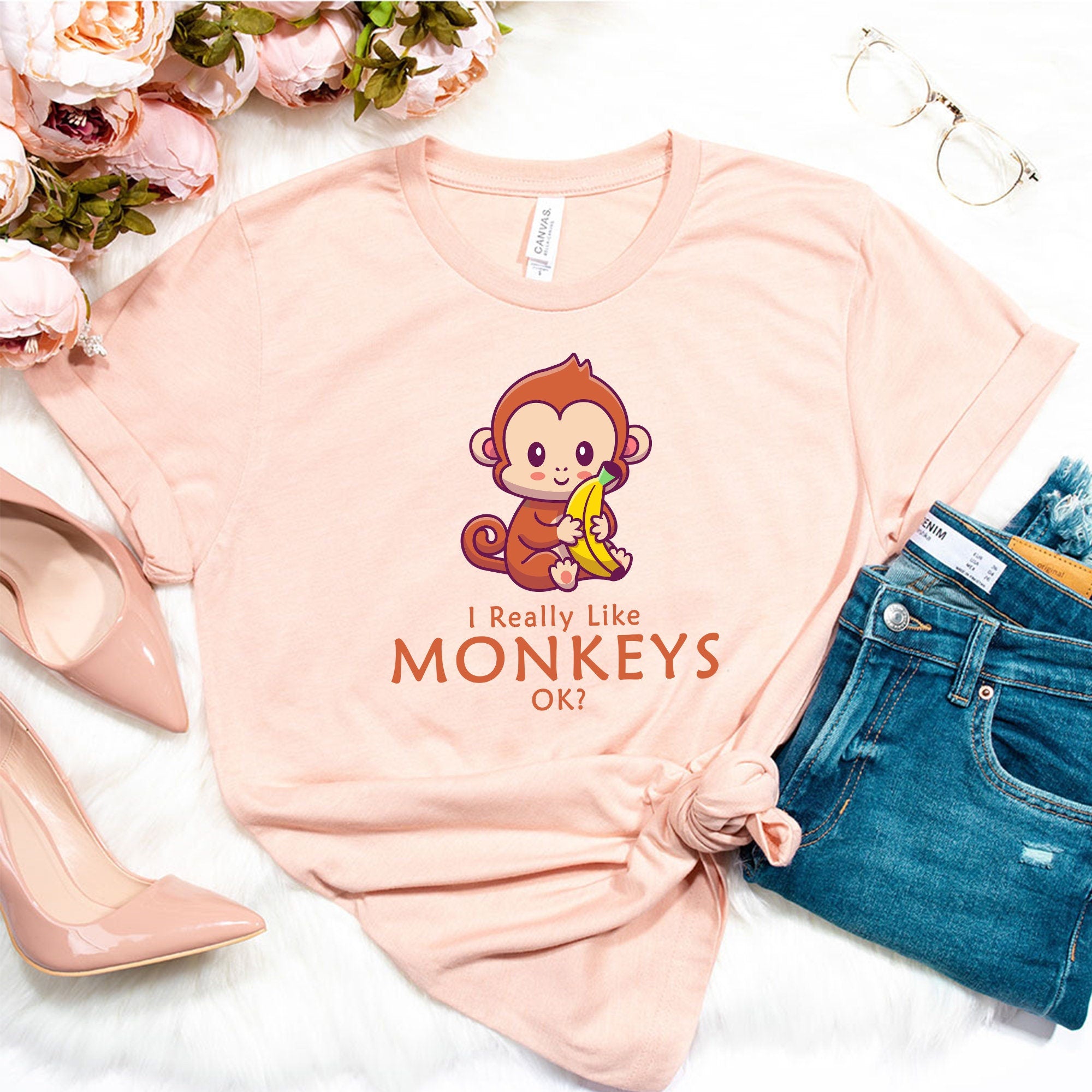 I Just Really Like Monkeys Ok? T-Shirt | I Love Monkeys Shirt | Cute Monkey Tee | Animal Lover Shirt