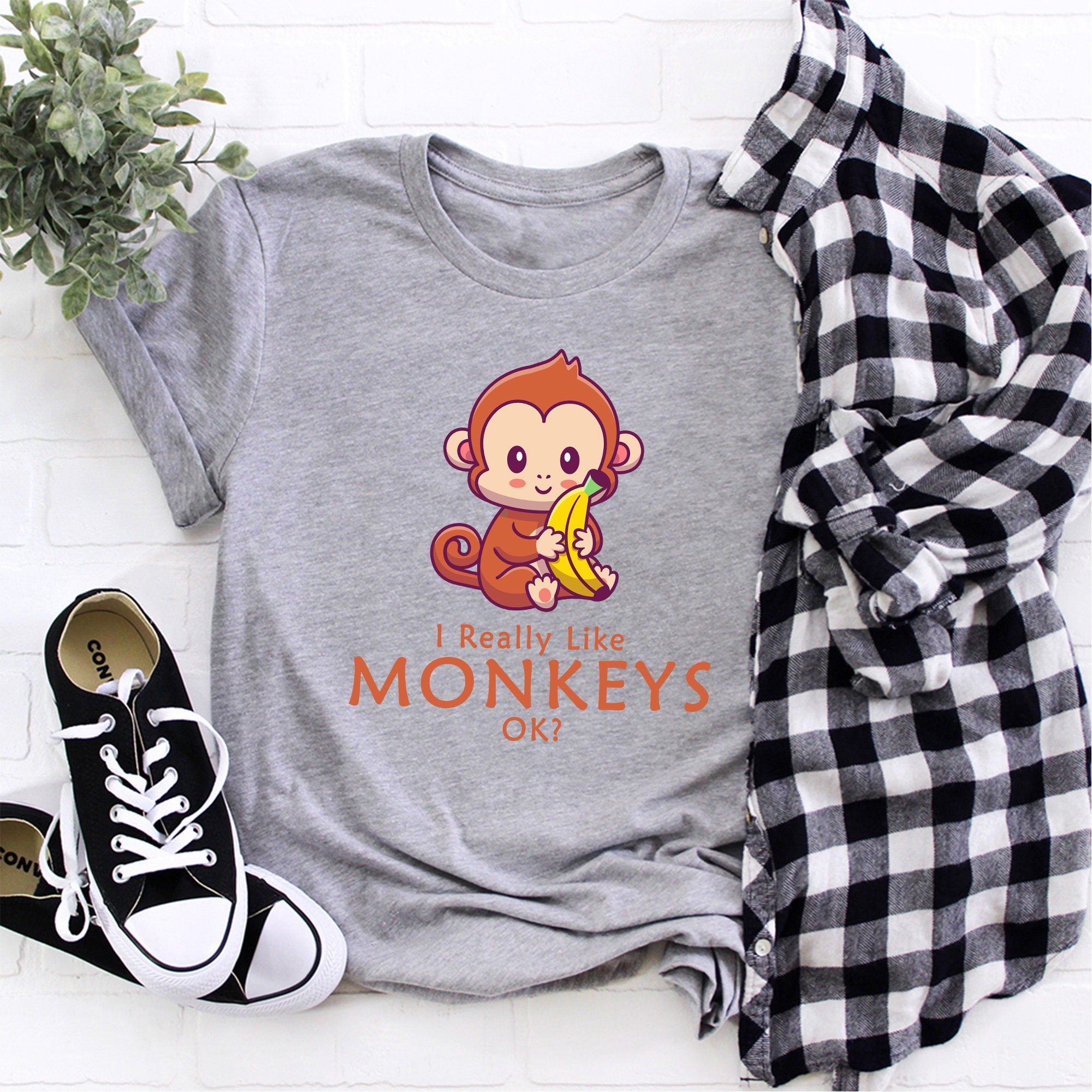 I Just Really Like Monkeys Ok? T-Shirt | I Love Monkeys Shirt | Cute Monkey Tee | Animal Lover Shirt