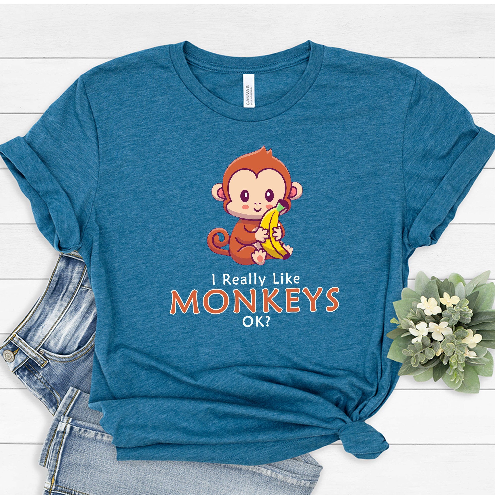 I Just Really Like Monkeys Ok? T-Shirt | I Love Monkeys Shirt | Cute Monkey Tee | Animal Lover Shirt