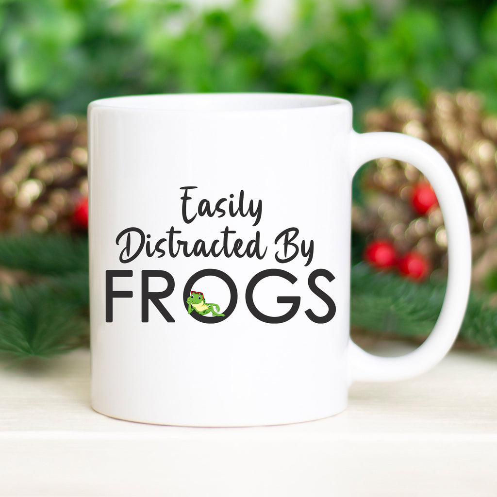 Easily Distracted By Frogs Mug | Funny I Love Frogs Mug | Cute Frog Tee Coffee Cup | Animal Lover Mug | Adorable Frogs Mug