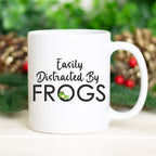 Easily Distracted By Frogs Mug | Funny I Love Frogs Mug | Cute Frog Tee Coffee Cup | Animal Lover Mug | Adorable Frogs Mug
