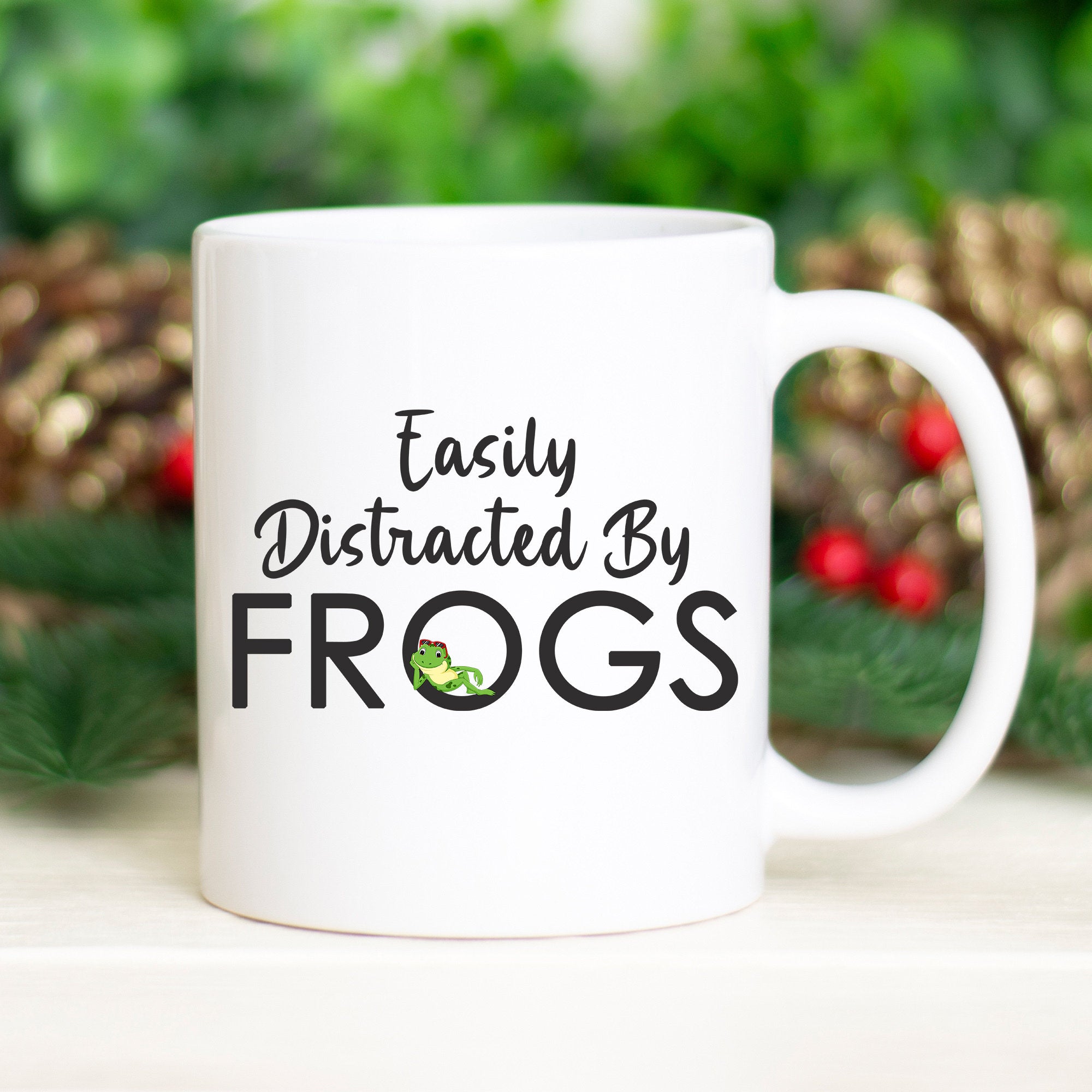 Easily Distracted By Frogs Mug | Funny I Love Frogs Mug | Cute Frog Tee Coffee Cup | Animal Lover Mug | Adorable Frogs Mug