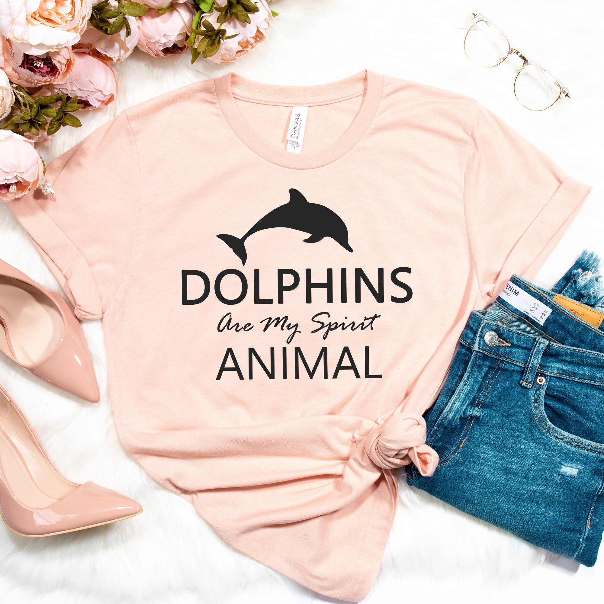 Dolphins are My Spirit Animal T-Shirt | Gift for Dolphin Lover Shirt | Easily Distracted by Dolphins Shirt | Cool Marine Biology Tee