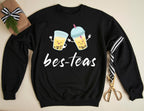 Bes-Teas Sweatshirt, Cute Boba Best Friend Cozy Hoodie, Bubble Milk Tea Lover Sweater, Boba Tea Long Sleeve Shirt