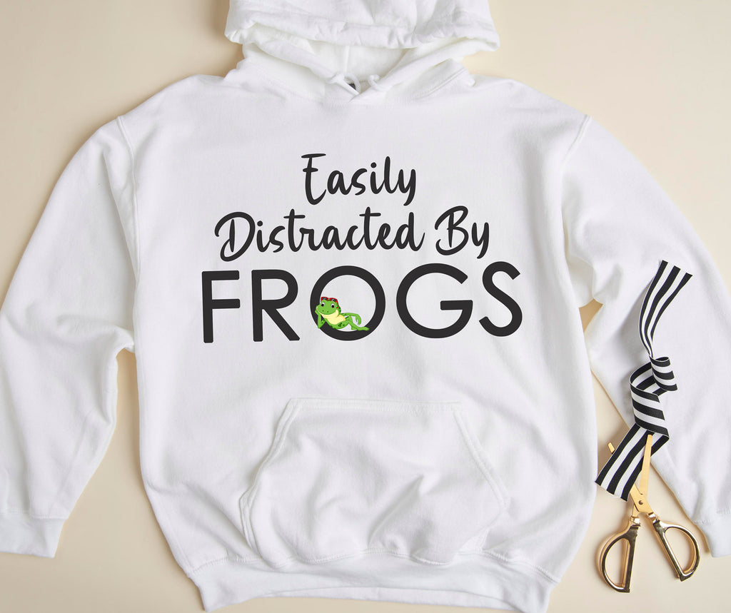 Easily Distracted By Frogs Sweatshirt | Funny I Love Frogs Hoodie | Cute Frog Sweater Gift | Animal Lover Hoodies | Adorable Frogs Sweater