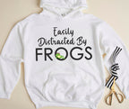 Easily Distracted By Frogs Sweatshirt | Funny I Love Frogs Hoodie | Cute Frog Sweater Gift | Animal Lover Hoodies | Adorable Frogs Sweater