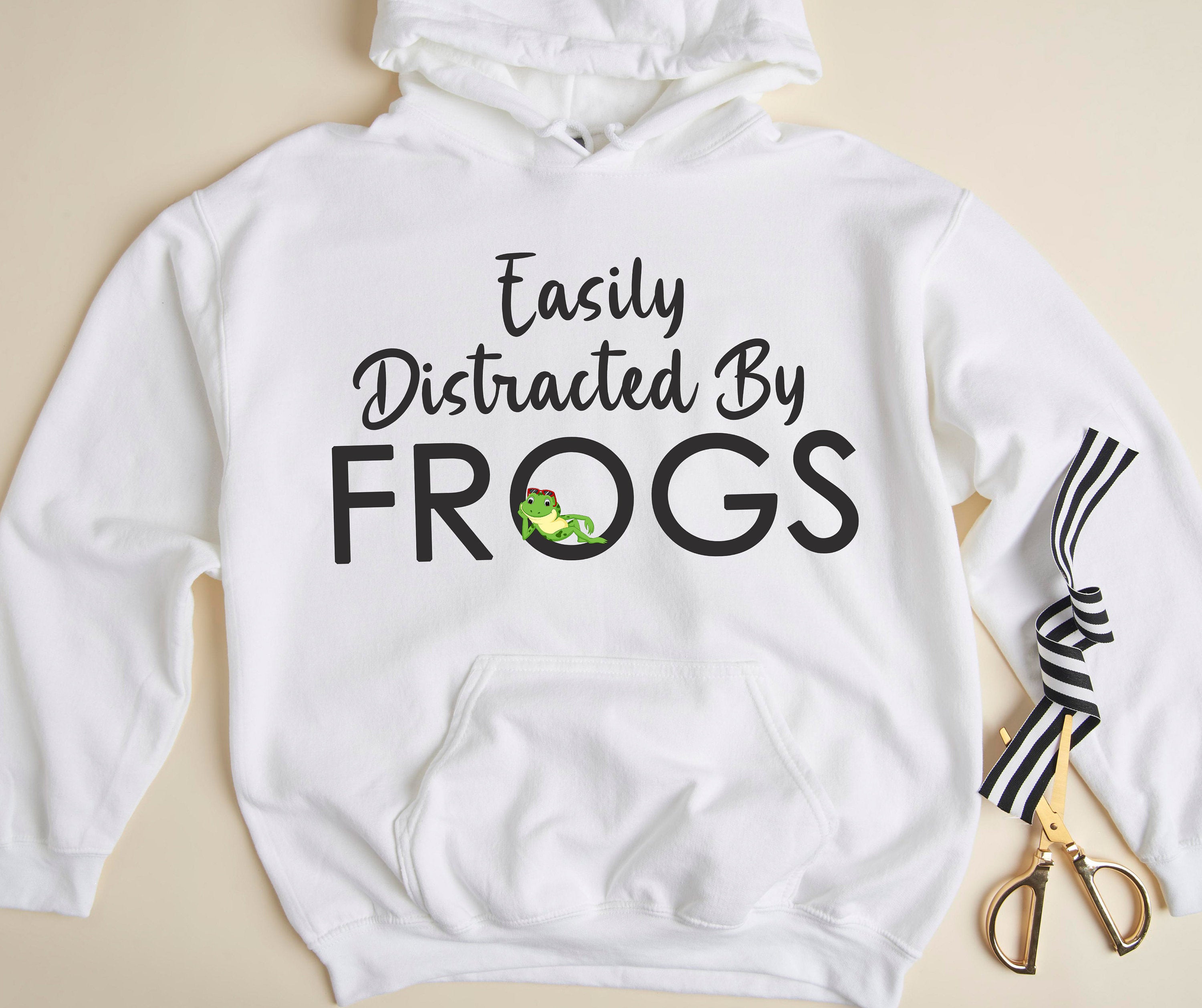 Easily Distracted By Frogs Sweatshirt | Funny I Love Frogs Hoodie | Cute Frog Sweater Gift | Animal Lover Hoodies | Adorable Frogs Sweater