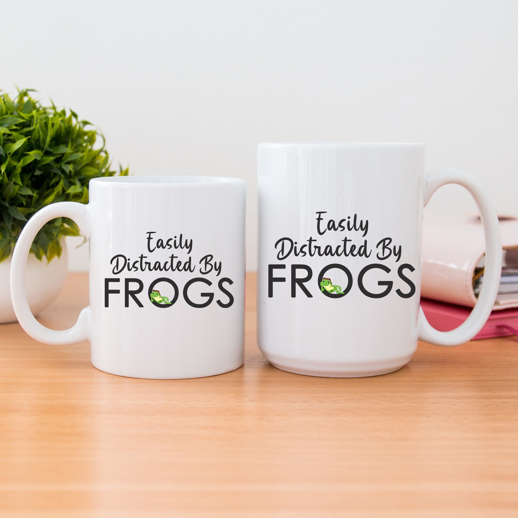 Easily Distracted By Frogs Mug | Funny I Love Frogs Mug | Cute Frog Tee Coffee Cup | Animal Lover Mug | Adorable Frogs Mug