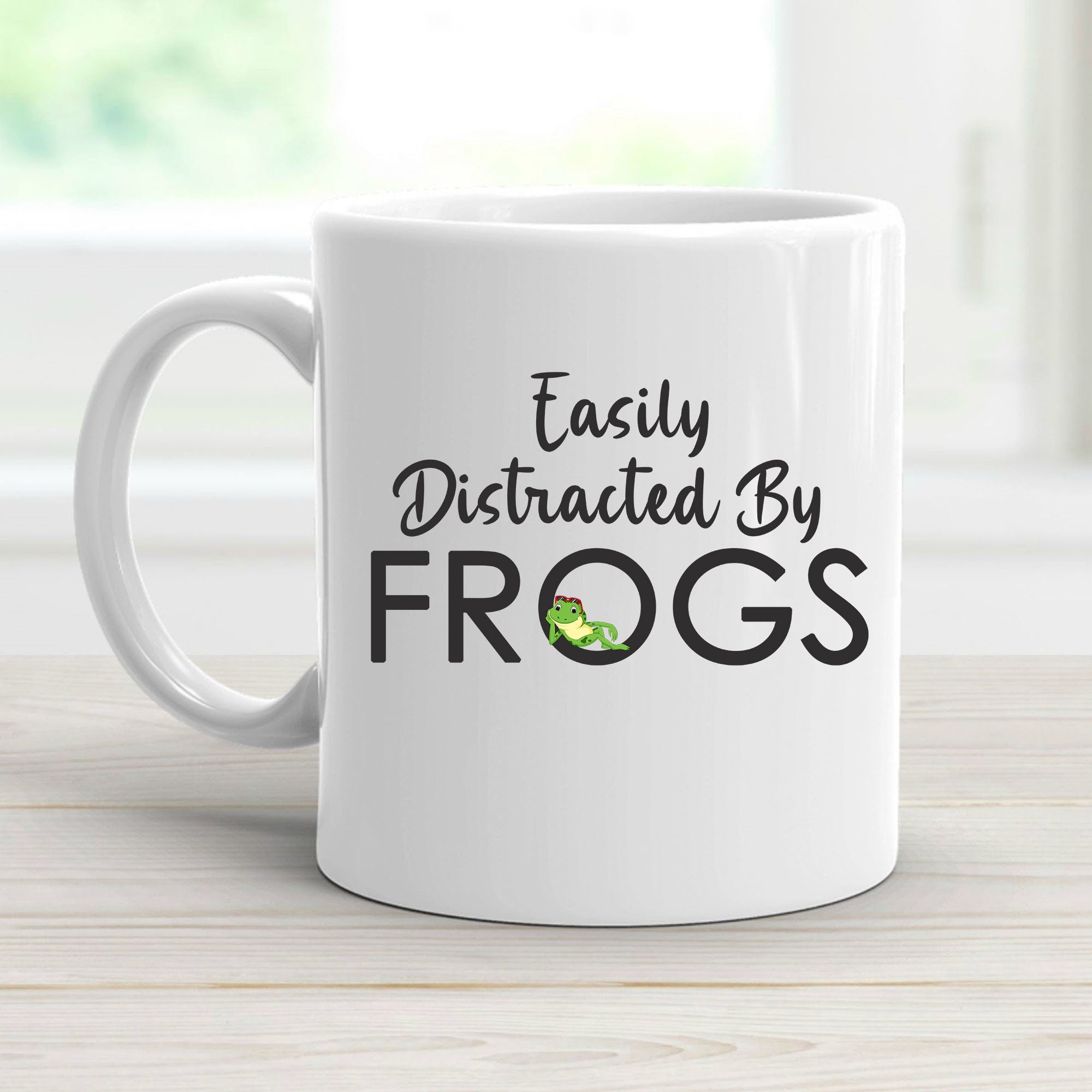 Easily Distracted By Frogs Mug | Funny I Love Frogs Mug | Cute Frog Tee Coffee Cup | Animal Lover Mug | Adorable Frogs Mug
