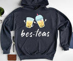 Bes-Teas Sweatshirt, Cute Boba Best Friend Cozy Hoodie, Bubble Milk Tea Lover Sweater, Boba Tea Long Sleeve Shirt