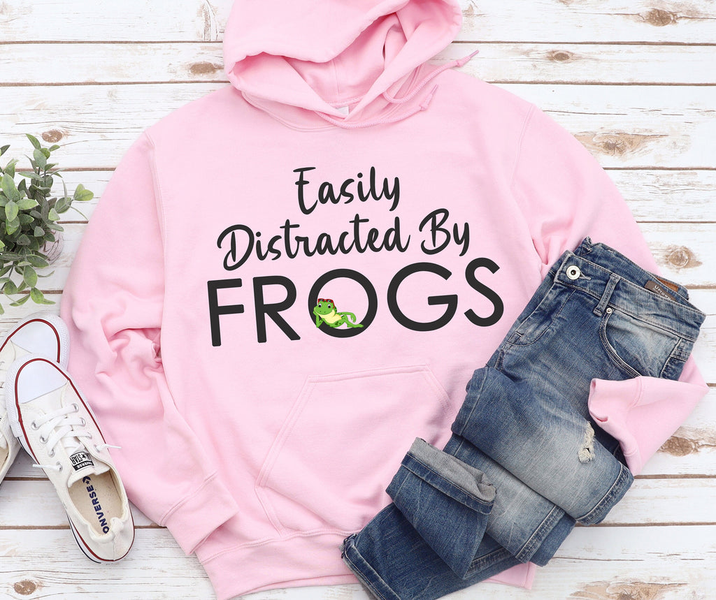 Easily Distracted By Frogs Sweatshirt | Funny I Love Frogs Hoodie | Cute Frog Sweater Gift | Animal Lover Hoodies | Adorable Frogs Sweater