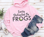 Easily Distracted By Frogs Sweatshirt | Funny I Love Frogs Hoodie | Cute Frog Sweater Gift | Animal Lover Hoodies | Adorable Frogs Sweater