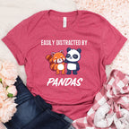 Easily Distracted By Pandas T-Shirt | I Really Like Pandas Ok? Shirt | Gift for Animal Lovers | Cute Red Panda Tshirt | Love Panda Shirt