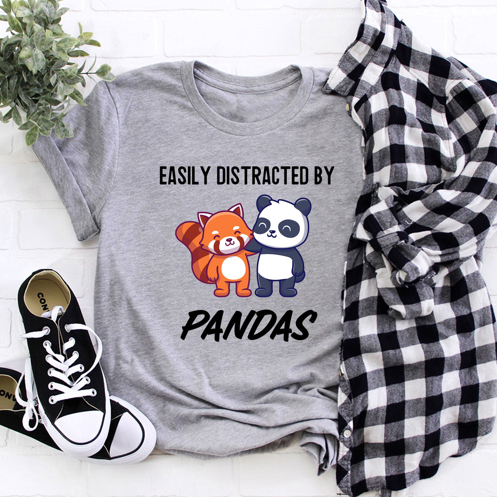 Easily Distracted By Pandas T-Shirt | I Really Like Pandas Ok? Shirt | Gift for Animal Lovers | Cute Red Panda Tshirt | Love Panda Shirt