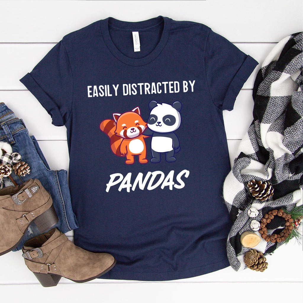 Easily Distracted By Pandas T-Shirt | I Really Like Pandas Ok? Shirt | Gift for Animal Lovers | Cute Red Panda Tshirt | Love Panda Shirt