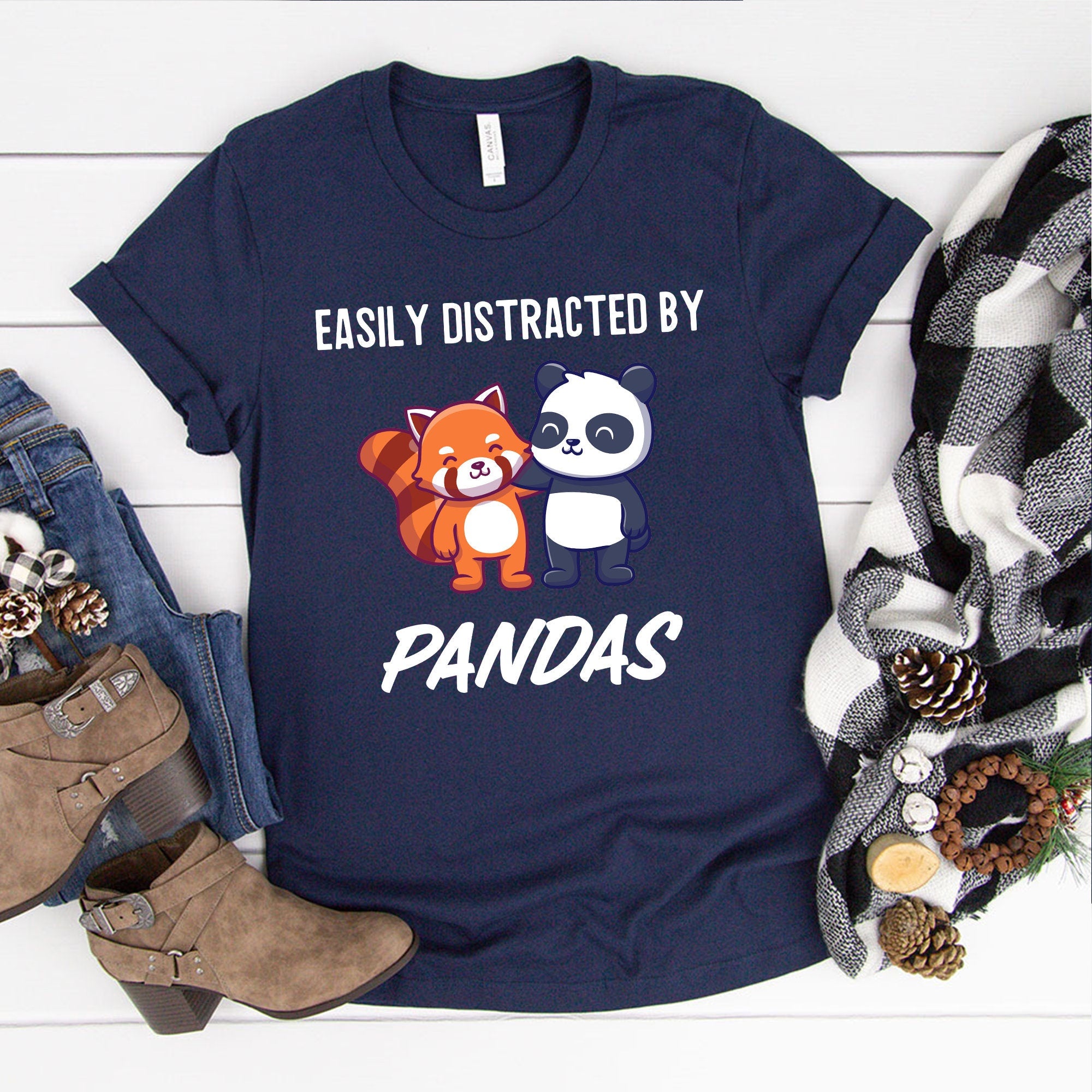 Easily Distracted By Pandas T-Shirt | I Really Like Pandas Ok? Shirt | Gift for Animal Lovers | Cute Red Panda Tshirt | Love Panda Shirt