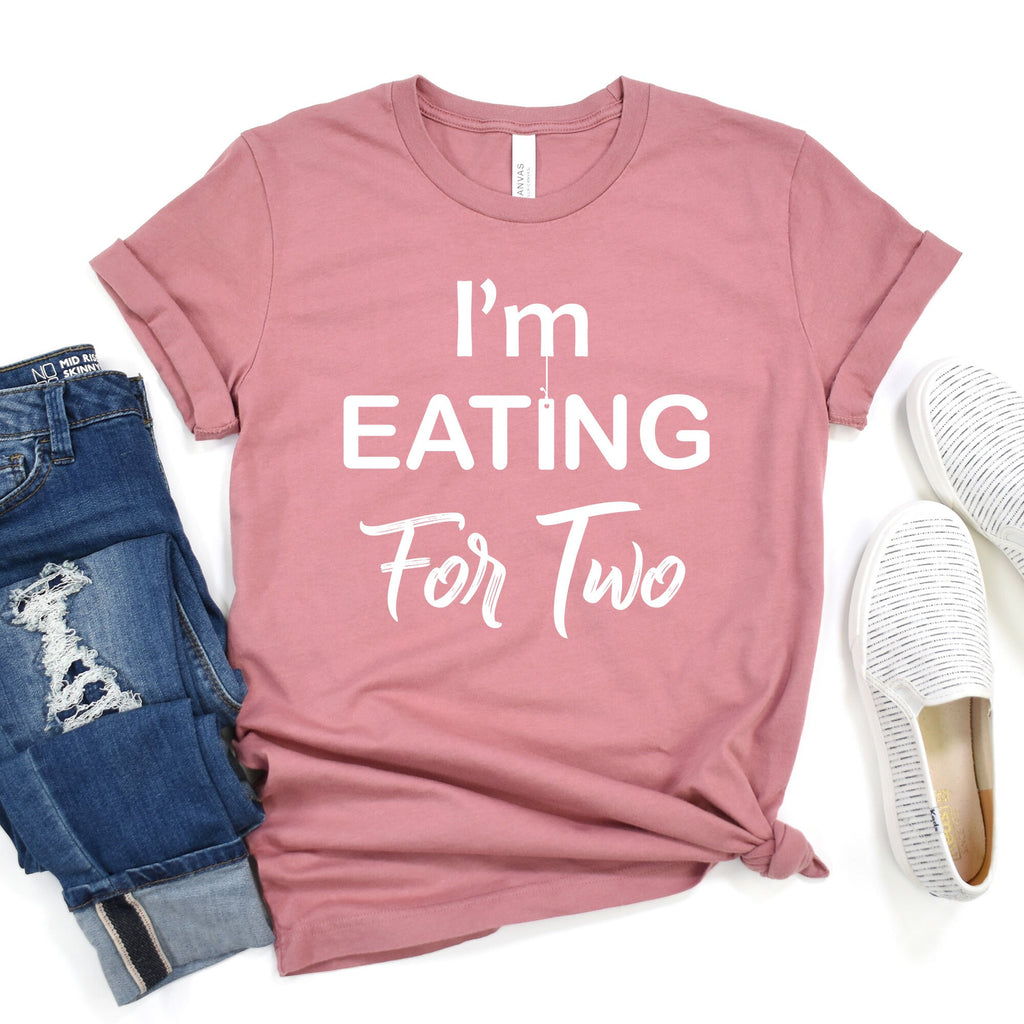 Couple Pregnancy Reveal Announcement T-Shirt | Funny I'm Eating for Two I'm Drinking for Three Tee | Pregnancy Maternity Shirt
