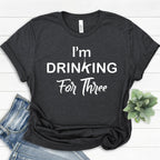 Couple Pregnancy Reveal Announcement T-Shirt | Funny I'm Eating for Two I'm Drinking for Three Tee | Pregnancy Maternity Shirt