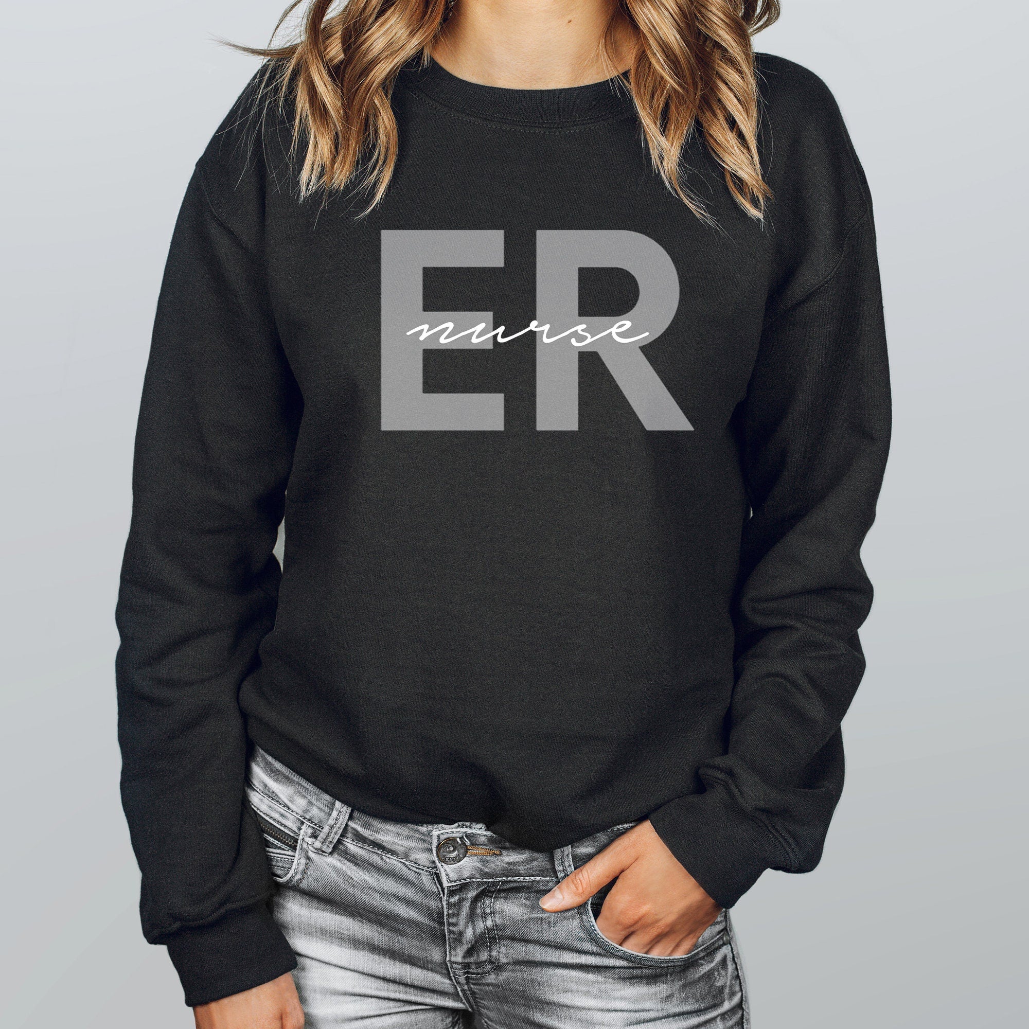 ER Nurse Sweatshirt | Emergency Room Nurse Sweater | Nursing School Hoodie | Registered Nurse Long Sleeve | Emergency Room Nurse | ICU Nurse
