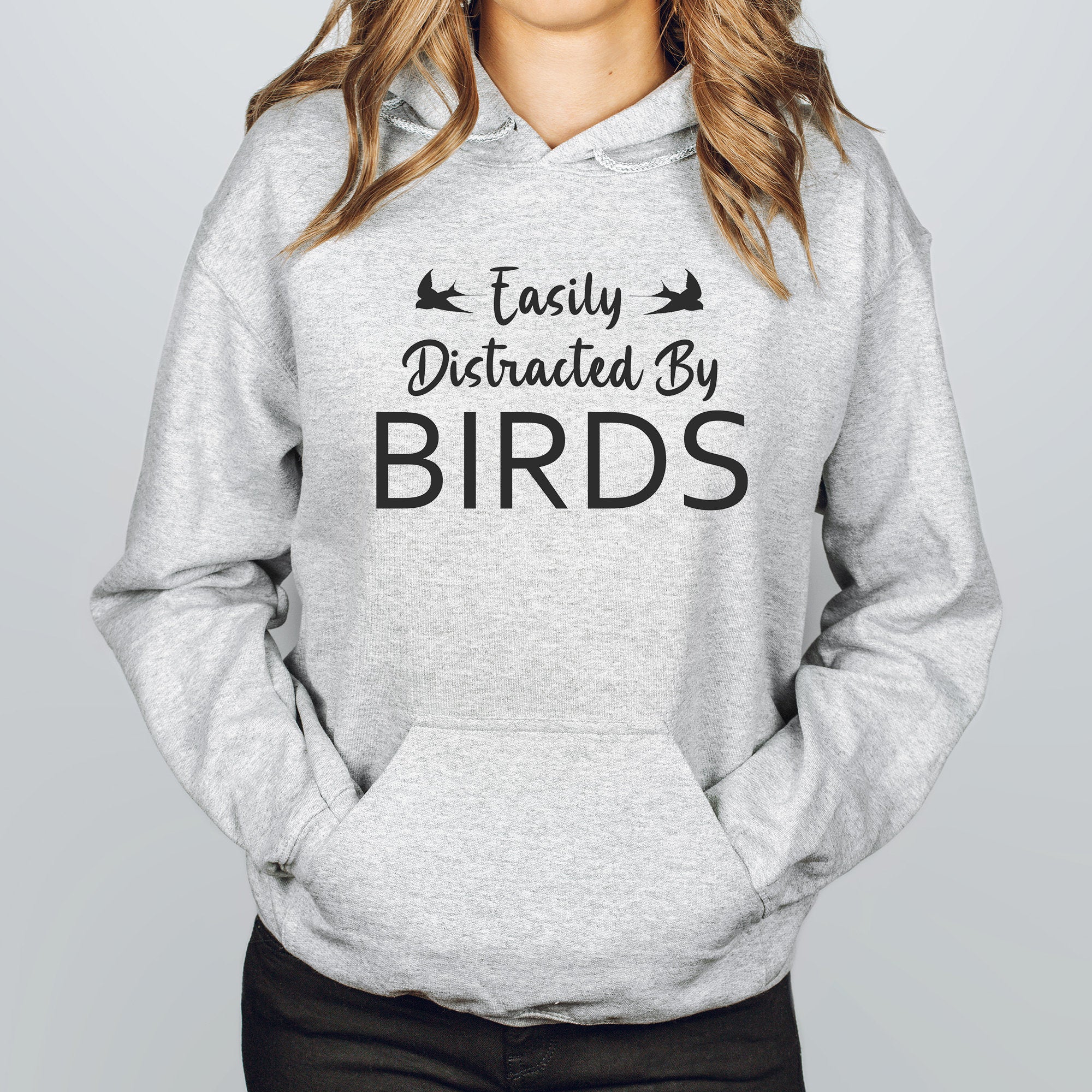 Easily Distracted By Birds Sweatshirt | Funny Bird Lovers Hoodie | Cute Birdwatcher Sweater | Animal Lover Hoodies | Adorable Birdie Sweater