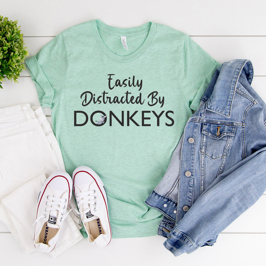 Easily Distracted By Donkeys Shirt, Horse T-Shirts, Barn Life, Horse Lover Sweatshirt, Equestrian Shirt, Farmer Shirt
