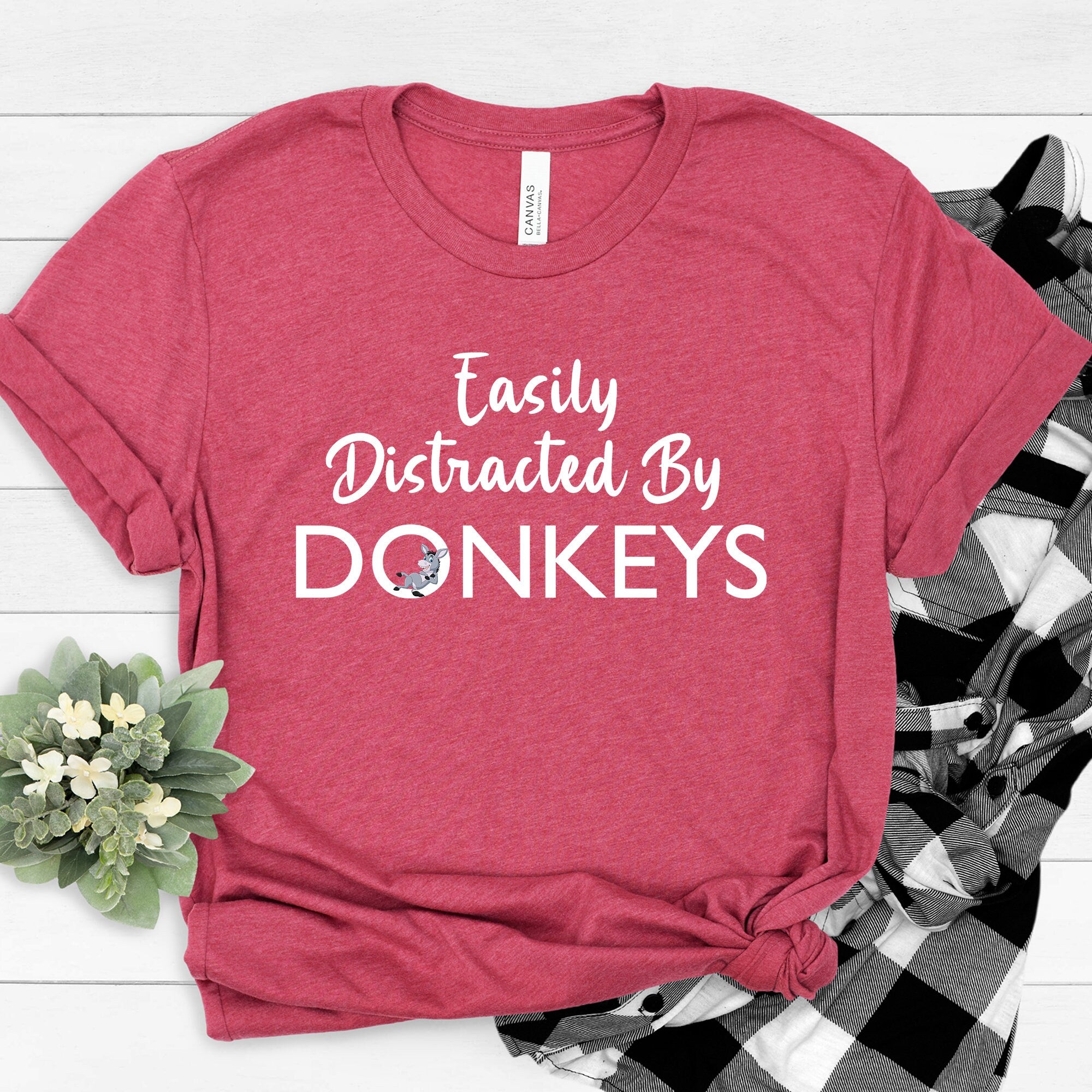 Easily Distracted By Donkeys Shirt, Horse T-Shirts, Barn Life, Horse Lover Sweatshirt, Equestrian Shirt, Farmer Shirt