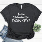 Easily Distracted By Donkeys Shirt, Horse T-Shirts, Barn Life, Horse Lover Sweatshirt, Equestrian Shirt, Farmer Shirt