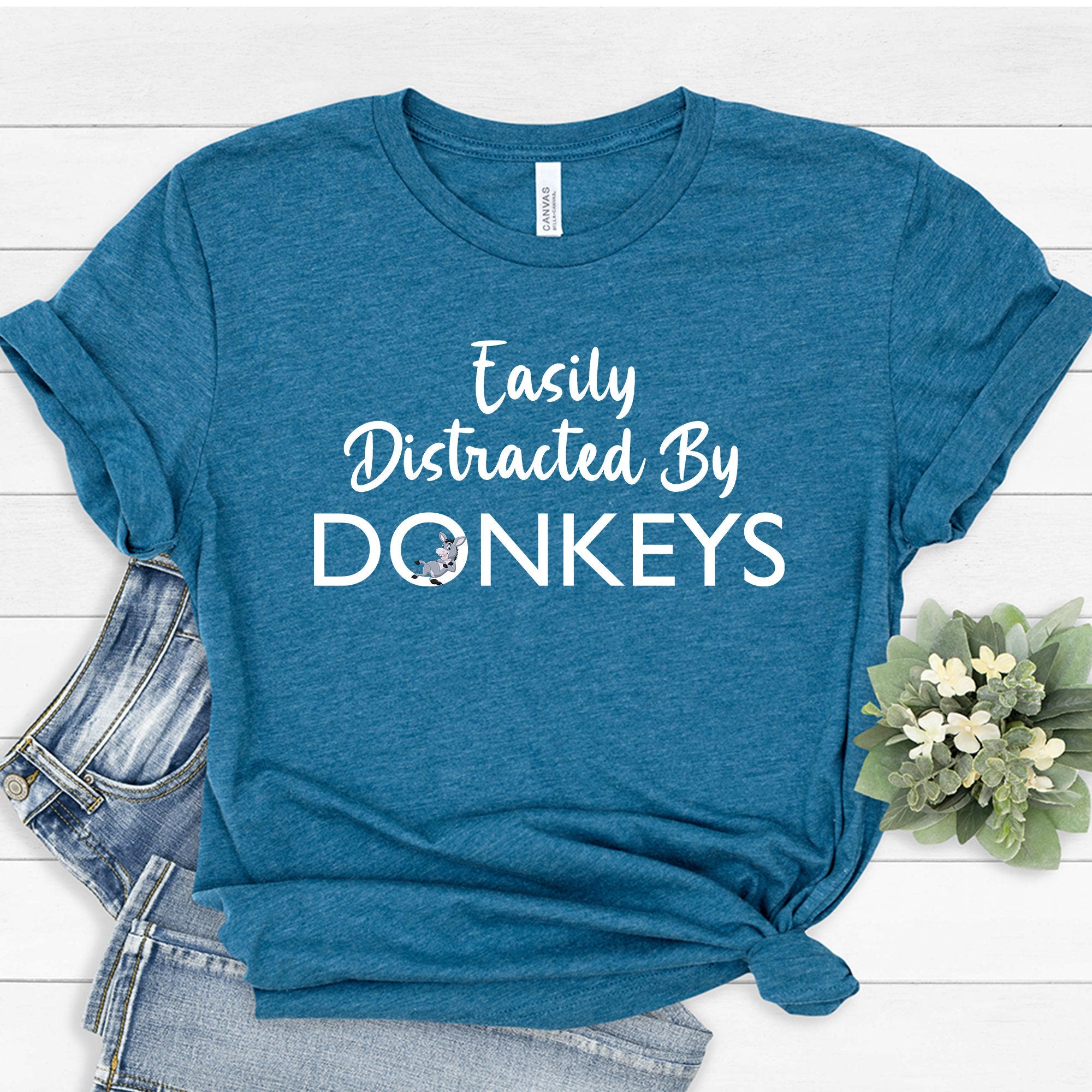 Easily Distracted By Donkeys Shirt, Horse T-Shirts, Barn Life, Horse Lover Sweatshirt, Equestrian Shirt, Farmer Shirt