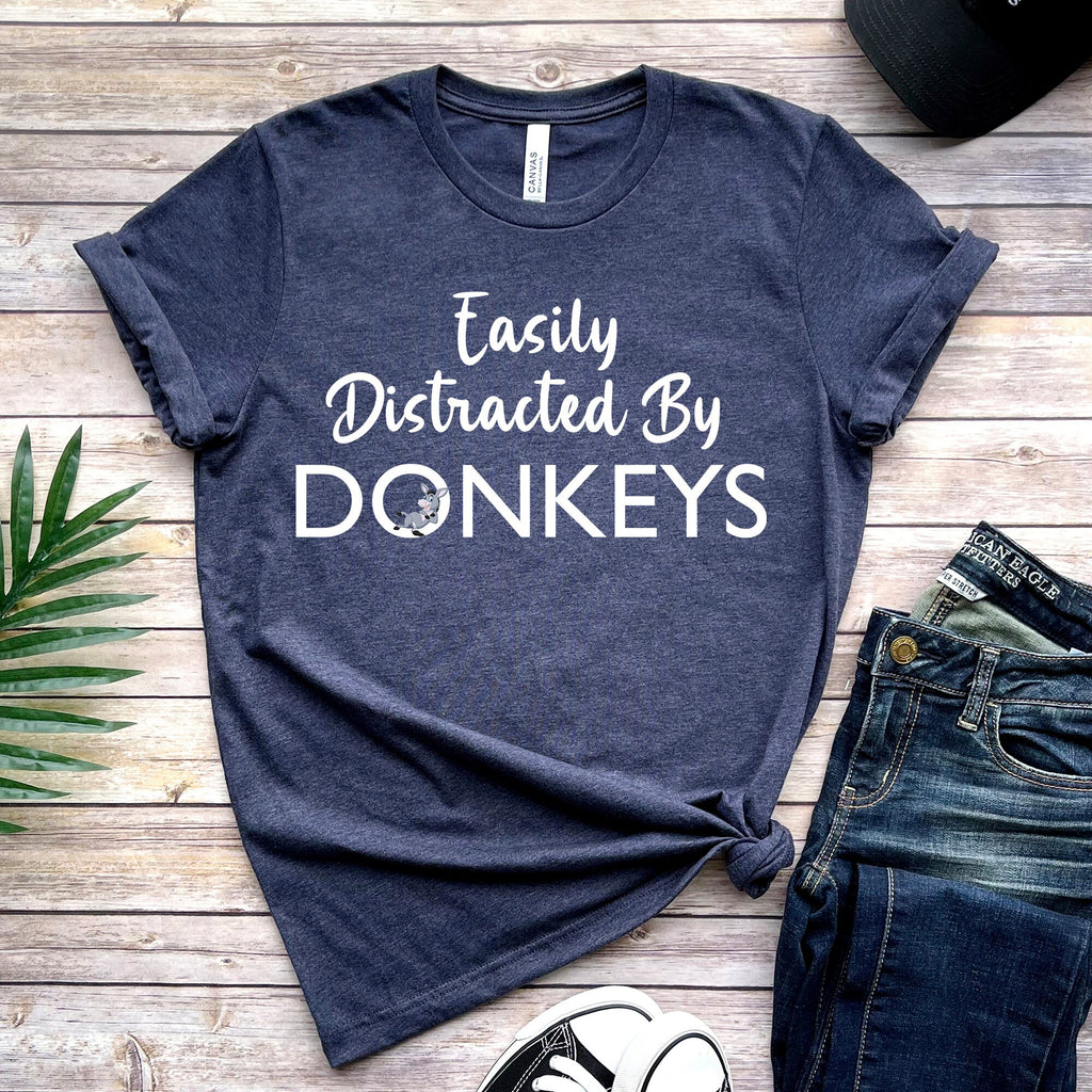 Easily Distracted By Donkeys Shirt, Horse T-Shirts, Barn Life, Horse Lover Sweatshirt, Equestrian Shirt, Farmer Shirt