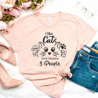 I Like Cats and Maybe 3 People Shirt, Funny Cat Lover T-Shirts, Cat Mom Shirt, Women Cat Lover Sweatshirt, Dad Cat Shirt