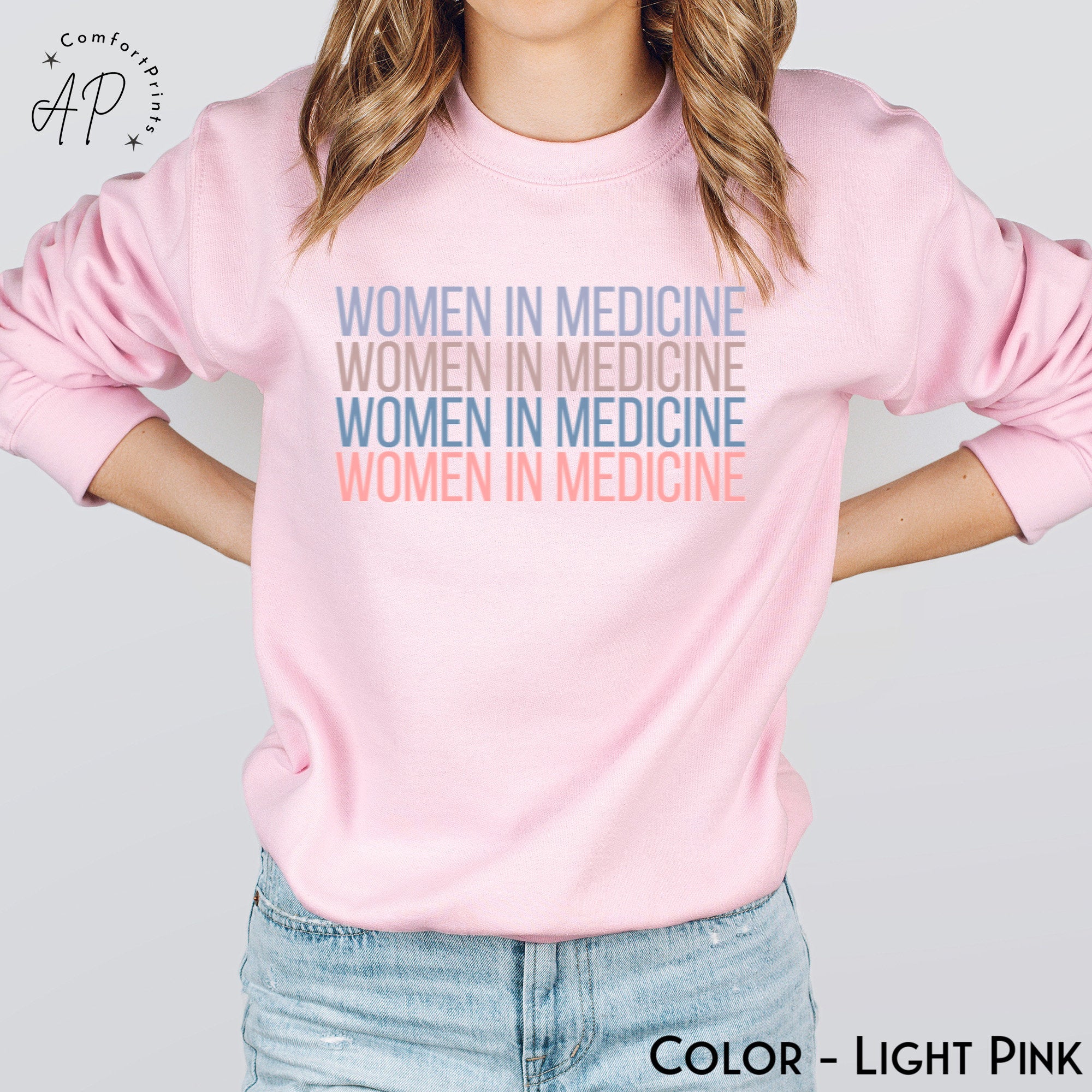 Retro Women In Medicine Gift Sweatshirt, Female Physician Sweater, Medical School Student Shirt, Gift for Medical Doctor, MD Grad T-Shirt