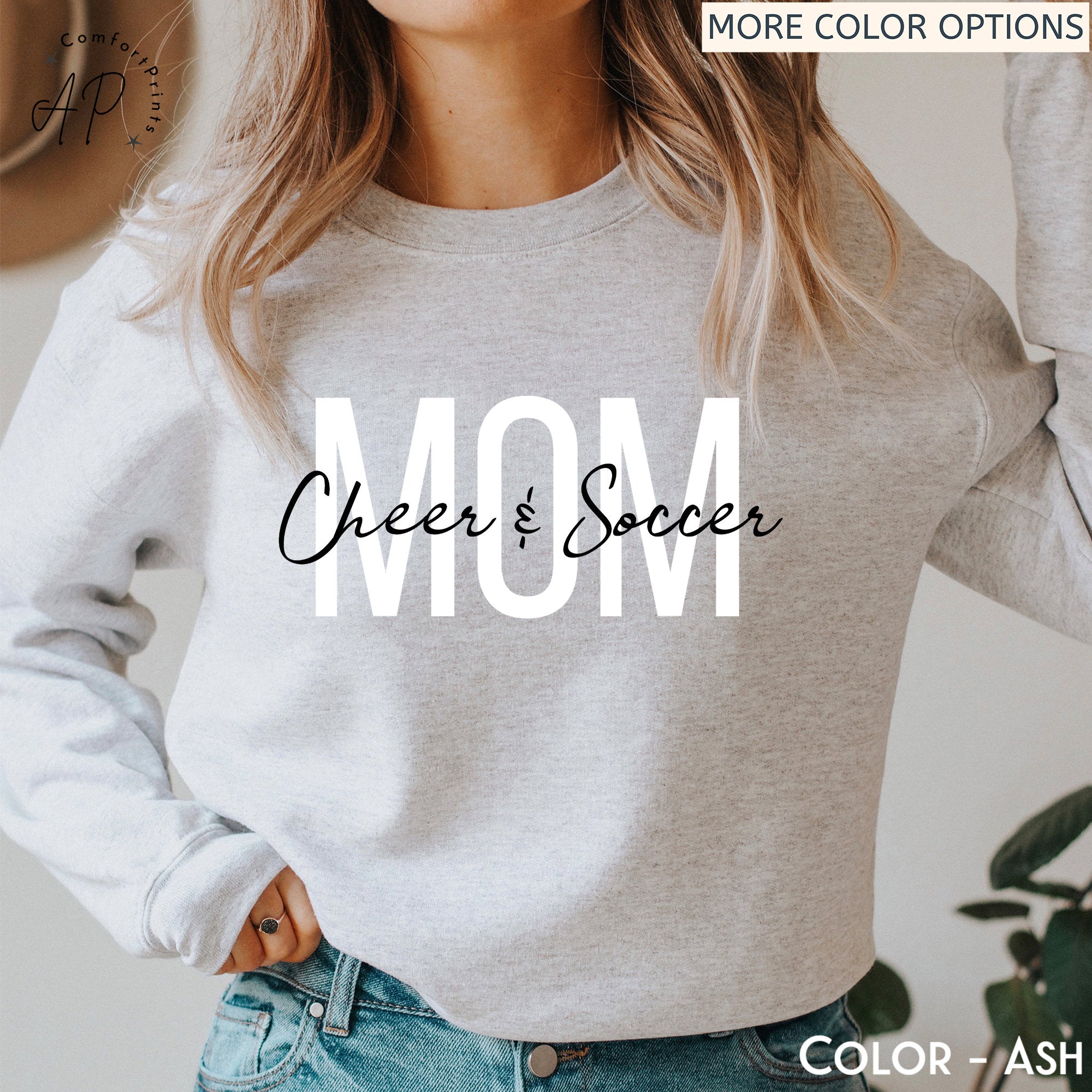 Cheer and Soccer Mom Sweatshirt, Cheer Mama Sweater, Cheerleader Spirit Wear, Soccer Mom Life Shirt, Funny Cheer Mom T-Shirt