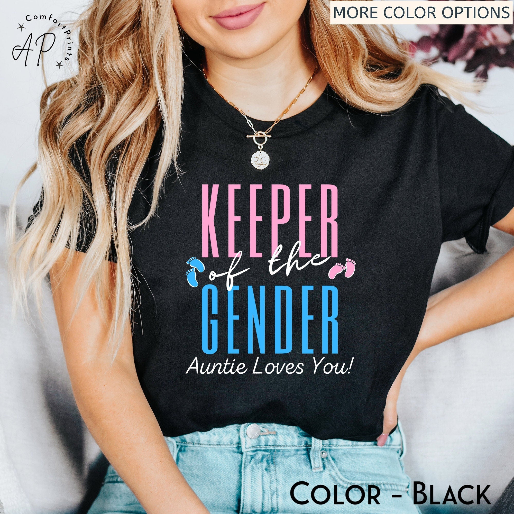 Keeper of the Gender Auntie Loves You Shirt, Gender Reveal Party T-Shirt, Baby Shower Party Sweater, Pregnancy Announcement Sweatshirt