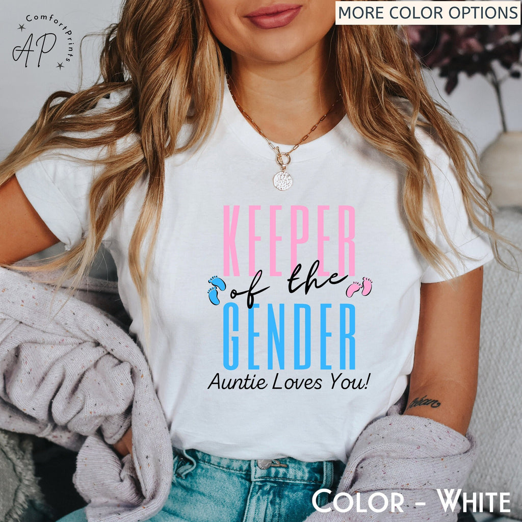 Keeper of the Gender Auntie Loves You Shirt, Gender Reveal Party T-Shirt, Baby Shower Party Sweater, Pregnancy Announcement Sweatshirt