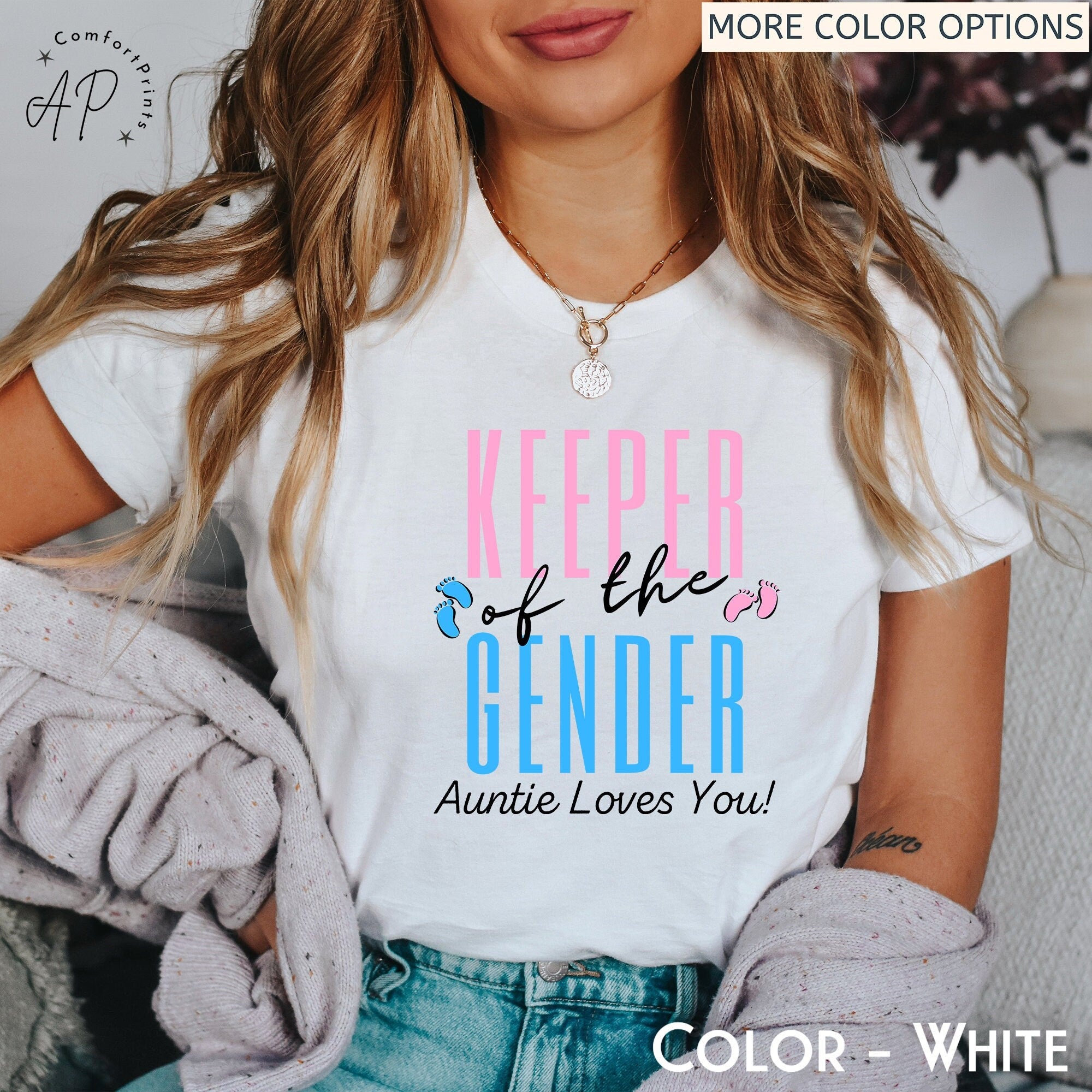 Keeper of the Gender Auntie Loves You Shirt, Gender Reveal Party T-Shirt, Baby Shower Party Sweater, Pregnancy Announcement Sweatshirt