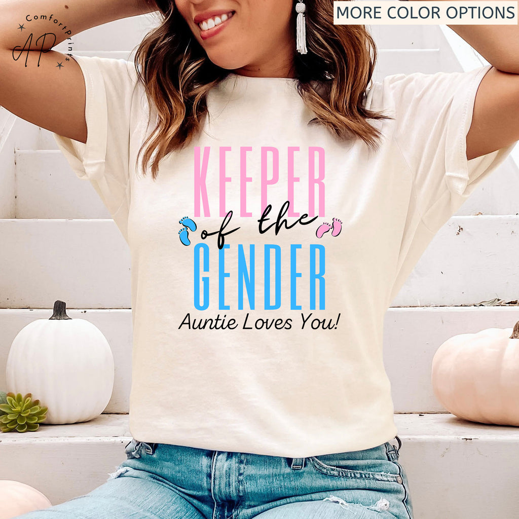 Keeper of the Gender Auntie Loves You Shirt, Gender Reveal Party T-Shirt, Baby Shower Party Sweater, Pregnancy Announcement Sweatshirt