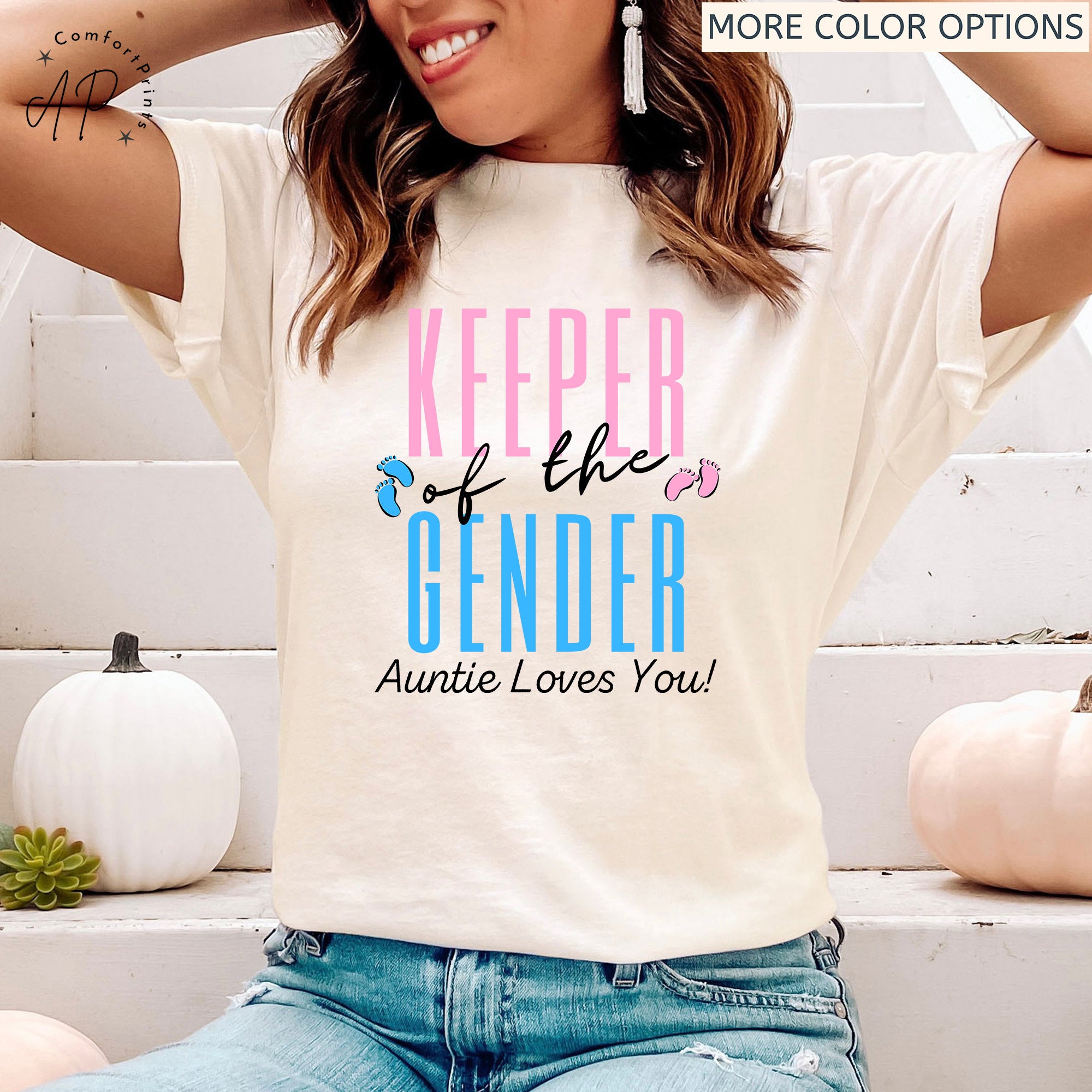 Keeper of the Gender Auntie Loves You Shirt, Gender Reveal Party T-Shirt, Baby Shower Party Sweater, Pregnancy Announcement Sweatshirt