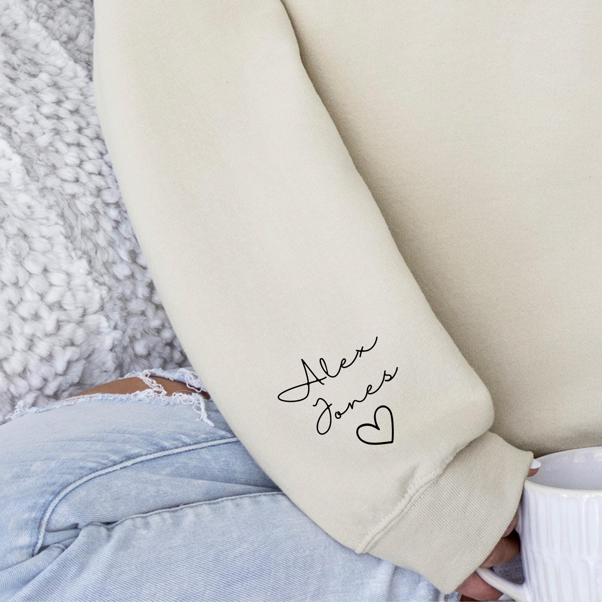 Custom Cursive Name on Sweatshirt Sleeve Add-on