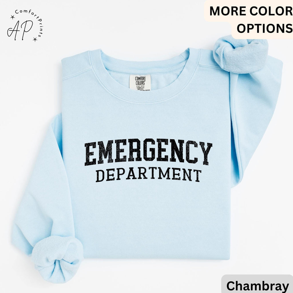Emergency Department Comfort Colors® Sweatshirt, ER Nurse Sweater, Emergency Medicine Nurse, Emergency Nurse, Gift for Nurse