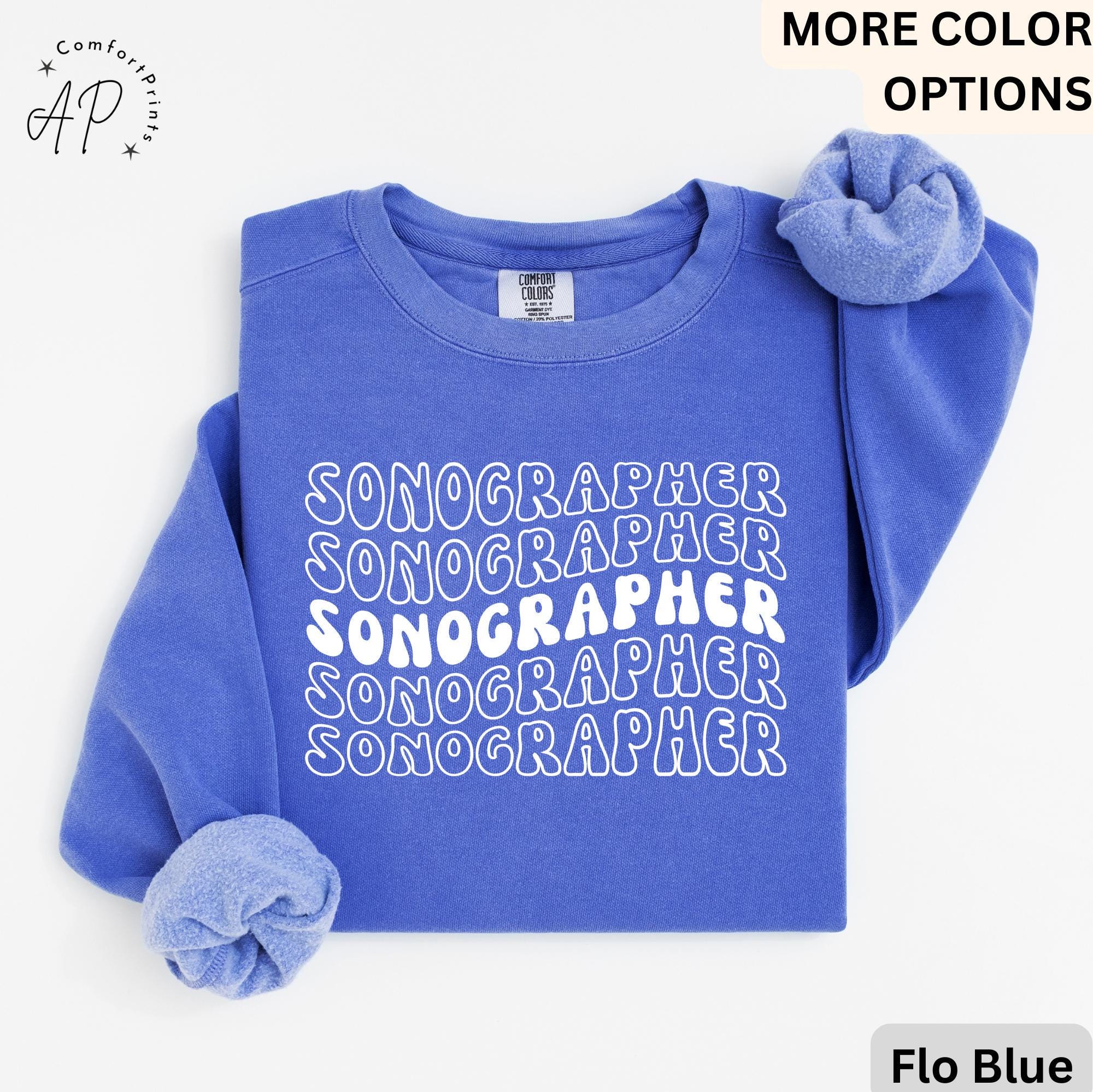 Sonographer Retro Comfort Colors® Sweatshirt, Ultrasound Technologist Sweater, Sonography Grad Student, Rad Technologist, X-Ray Tech
