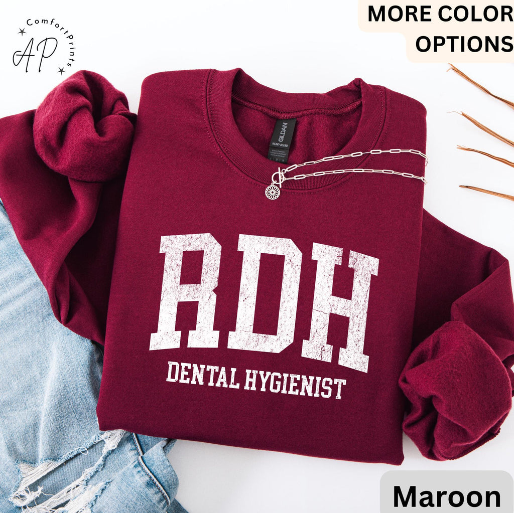 RDH Dental Hygienist Sweatshirt, Gift for Hygiene Student Graduation Sweater, Dentist Office Staff Hoodie