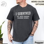 Nursing School Graduation Comfort Colors® T-Shirt, I Survived My Wife Passing Nursing School Shirt, Graduation Gift for Nursing Student
