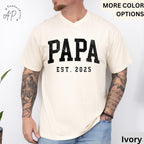 Papa Est Comfort Colors® T-Shirt, Gifts for Dad Shirt, Promoted To Dad Tee, Pregnancy Reveal Father, Gift for Daddy