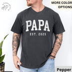 Papa Est Comfort Colors® T-Shirt, Gifts for Dad Shirt, Promoted To Dad Tee, Pregnancy Reveal Father, Gift for Daddy