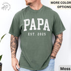 Papa Est Comfort Colors® T-Shirt, Gifts for Dad Shirt, Promoted To Dad Tee, Pregnancy Reveal Father, Gift for Daddy
