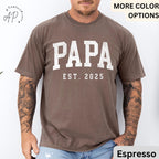 Papa Est Comfort Colors® T-Shirt, Gifts for Dad Shirt, Promoted To Dad Tee, Pregnancy Reveal Father, Gift for Daddy