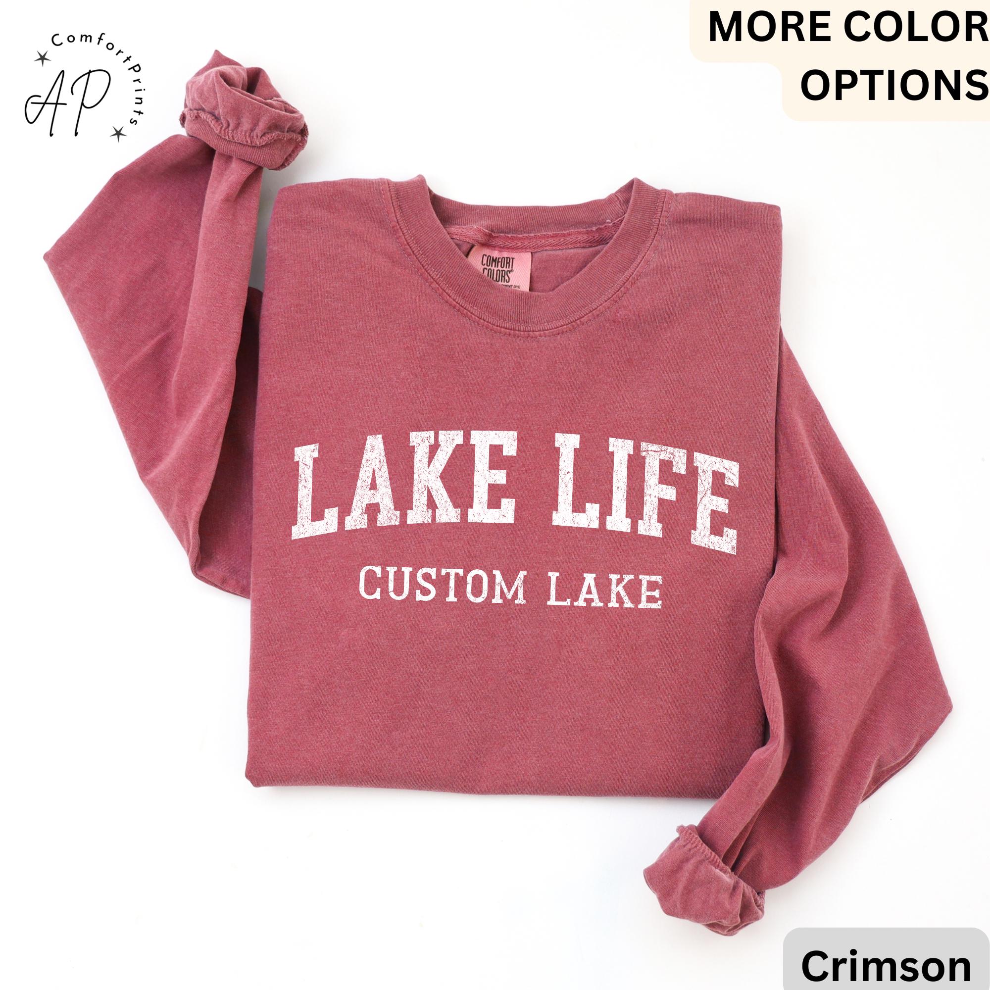 Personalized Lake Life Comfort Colors® Long Sleeve T-Shirt, Custom Lake House Long Sleeve Shirt, Lake Vacation, Gift for Travel Lover